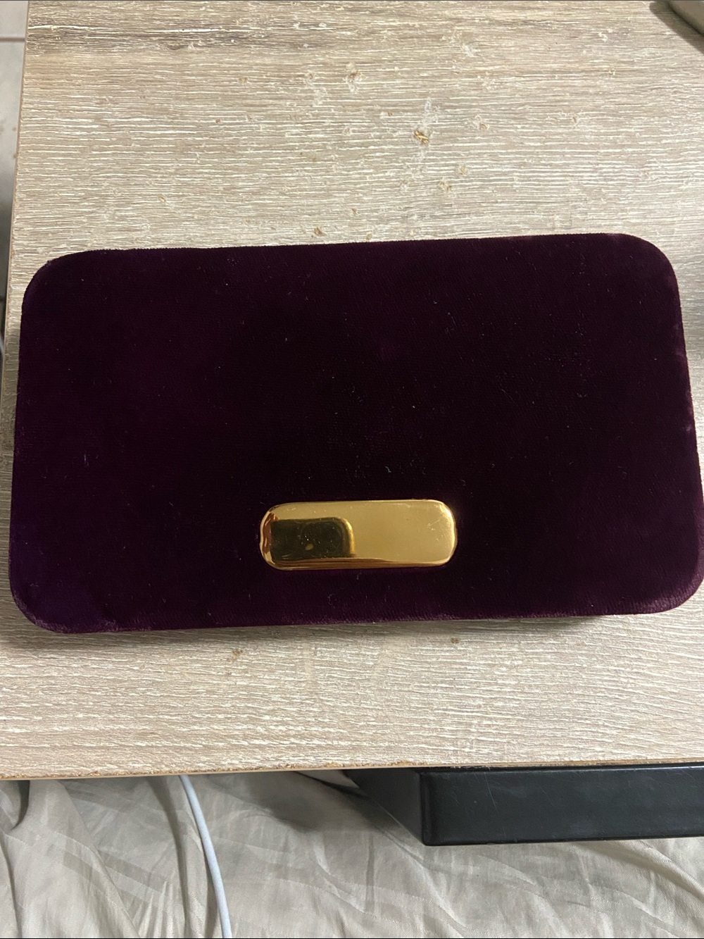 Vintage Velvet Women Royal Purple OS Jewelry Mirror Travel Case Gold
